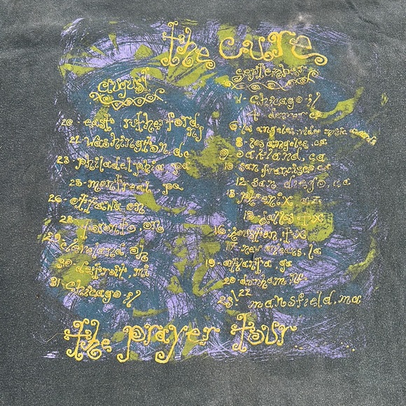 The Cure The Prayer Tour VTG 1989 2 side print single stitch tee Black one size - Picture 2 of 11